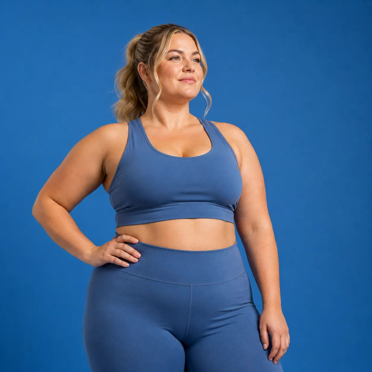 Woman wearing blue activewear